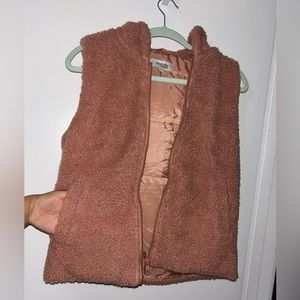 Rose Gold Sherpa Hooded Vest